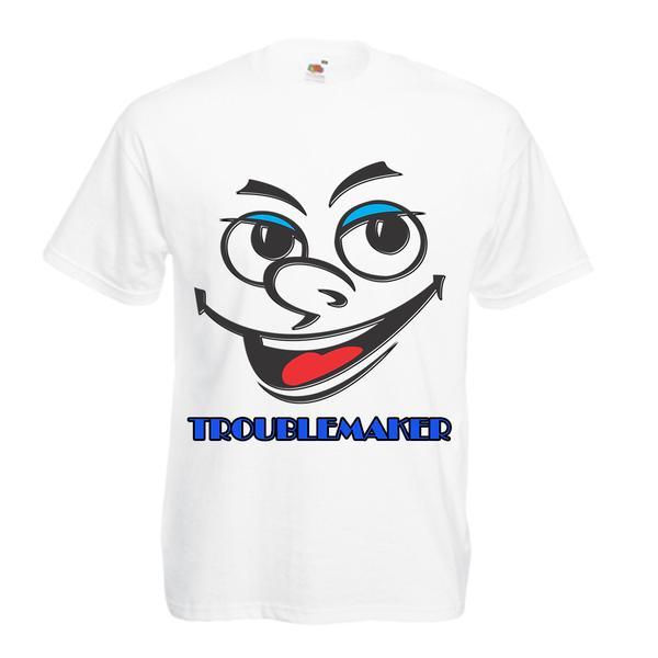 Tricou personalizat Fruit of the loom barbat troublemaker alb S