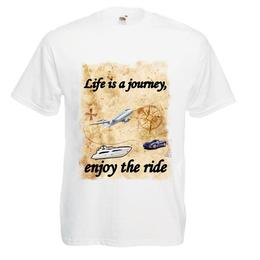 Tricou personalizat fruit of the loom barbat life is a journey alb m