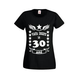 Tricou dama personalizat fruit of the loom, negru, viata incepe la 30 ani 2xl