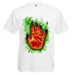 Tricou personalizat fruit of the loom barbat palma in flacari alb xl