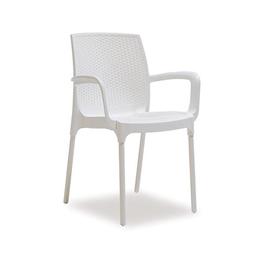 Scaun gradina, terasa sunset rattan cu brate polipropilen, fibra sticla culoare alba dimensiuni scaun d57xh84xw57xsh45cm