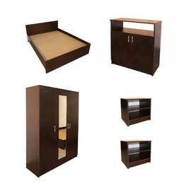 Set dormitor soft wenge cu pat pentru saltea 140x200 cm