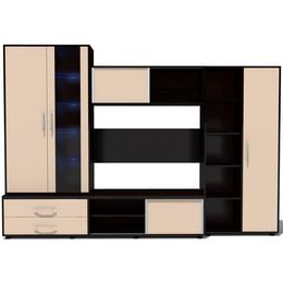 Biblioteca suprema wenge/cappuccino lucios, 290 x 203 x 45 cm