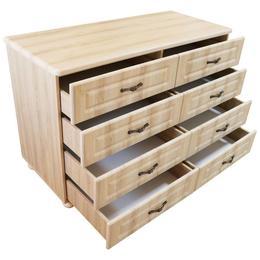 Comoda cu 8 sertare dynasty, mdf sonoma, 138 x 90 x 58 cm