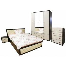Dormitor torino cu pat cu somiera metalica rabatabila pentru saltea 160x200 cm, wenge / brad
