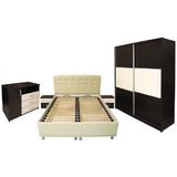 Set Dormitor Milano cu pat 140x200 cm, Wenge / Vanilie