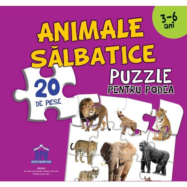 Animale salbatice. Puzzle pentru podea 3-6 ani, editura Didactica Publishing House