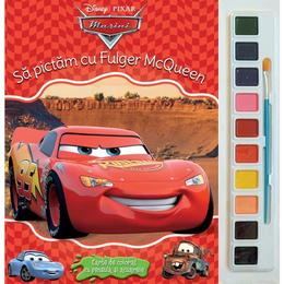 Sa pictam cu fulger mcqueen - carte de colorat cu pensula si acuarele, editura litera