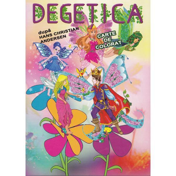 Degetica dupa H.C. Andersen - Carte de colorat, editura Omnibooks Unlimited