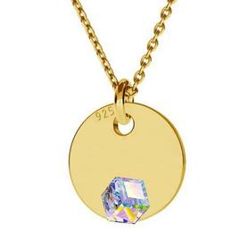 Colier argint 925 placat cu aur pandantiv swarovski cristale + gratuit cutie cadou - glassideas