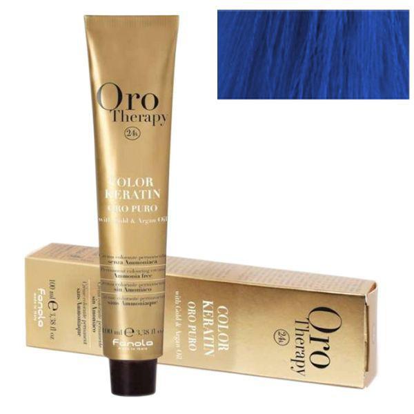 Vopsea Permanenta fara Amoniac Fanola Oro Therapy Color Keratin Oro Puro with Gold&amp;Argan Oil Blue, 100ml