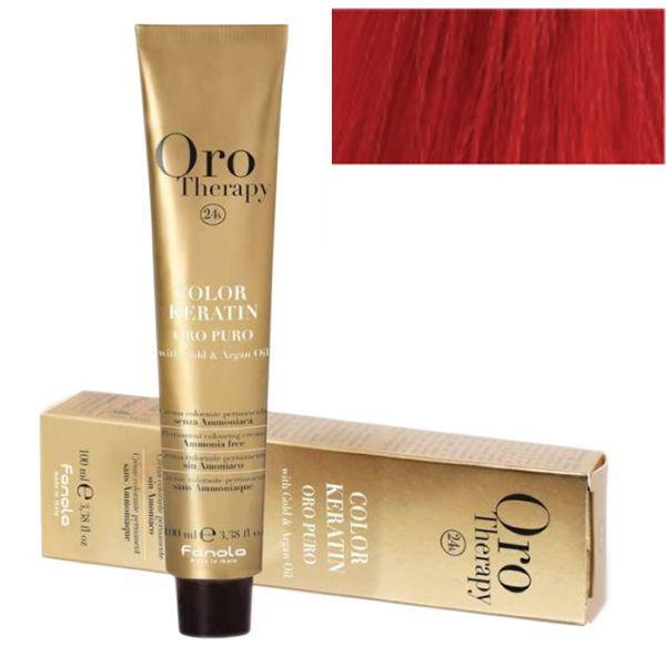 Vopsea Permanenta fara Amoniac Fanola Oro Therapy Color Keratin Oro Puro with Gold&Argan Oil Red, 100ml