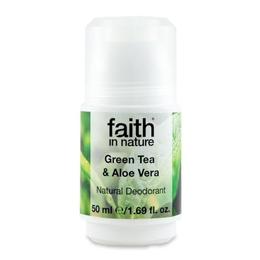 Deodorant roll on natural cu ceai verde si aloe vera faith in nature 50 ml