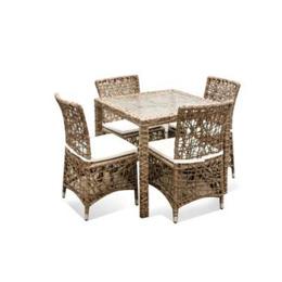Set mobilier gradina, terasa knaki din ratan 5 piese masa patrata si 4 scaune cu brate