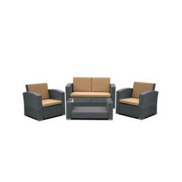 Set mobilier terasa, gradina kalina paraiba din ratan 4 piese masa, canapea si 2 fotolii culoare gri