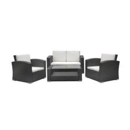 Set mobilier terasa, gradina kalina mato din ratan 4 piese masa, canapea si 2 fotolii culoare gri.perne albe