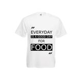 Tricou barbatesc personalizat Fruit of the loom, alb, A good day for food 2XL