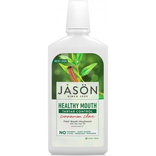 Apa de Gura pentru Gingii Iritate cu Tea Tree si Scortisoara Healthy Mouth Jason, 473ml Apa de Gura pentru Gingii Iritate cu Tea Tree si Scortisoara Healthy Mouth Jason, 473ml