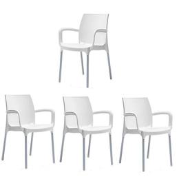 Set 4 scaune pentru curte sunset culoare alba 55x58x82cm 
