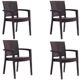 Set 4 scaune PARIS RATTAN culoare cafea, dimensiuni 62x58h88cm polipropilen, fibra sticla
