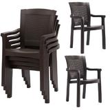 Set 6 scaune ROMA RATTAN culoare cafea, dimensiuni D60xH90xW57xSH45cm polipropilen, fibra sticla