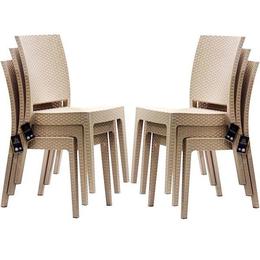 Set 6 scaune NICE, dimensiuni 59x44xh88cm culoare capucino polipropilen/fibra sticla