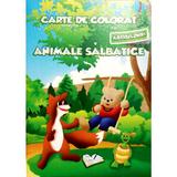 Carte de colorat cu abtibilduri - Animale salbatice