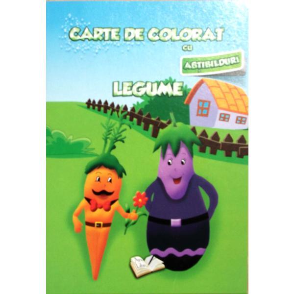 Carte de colorat cu abtibilduri - legume