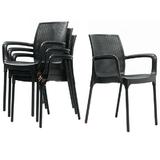 Set 4 scaune SUNSET RATTAN culoare cafea, dimensiuni D57xH84xW57xSH45cm polipropilen, fibra sticla