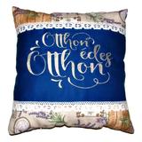 Perna brodata, Otthon édes otthon, design 2, lavanda-albastru, 40x40 cm, Happy Gifts