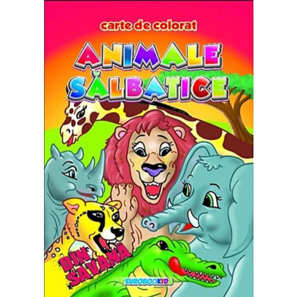 Animale salbatice din savana carte de colorat, editura Eurobookids