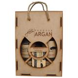 Set cadou rustic argan cutie lemn sampon cu ulei argan 400 ml+sapun cu ulei argan 40 gr+gel de dus cu ulei argan 400 ml