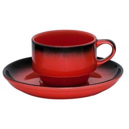 Ceasca cu farfurioara gural colectia marmaris-black/red 230ml