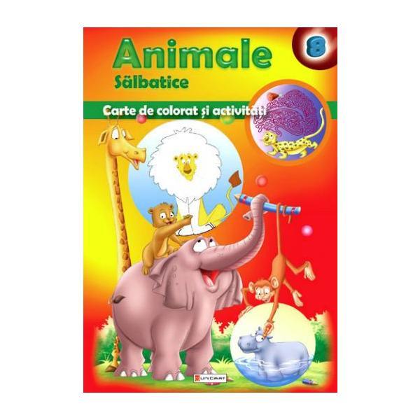 Animale salbatice - carte de colorat si activitati, editura unicart