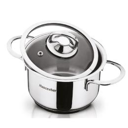 Oala inox cu capac sticla termorezistenta 12cm