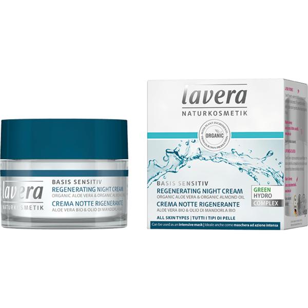Crema de Noapte Regeneranta cu Aloe Vera si Migdale Basis Sensitiv Lavera, 50ml 50ML