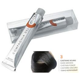 Vopsea crema permanenta compagnia del colore, nuanta castano scuro 3, 100 ml - amonia free