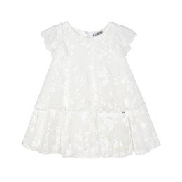 Rochie tul brodat - alb floral - mayoral, varsta 5 luni +