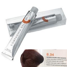 Vopsea crema permanenta compagnia del colore, nuanta biondo scuro oro ramato 6.34, 100 ml - amonia free