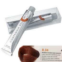 Vopsea crema permanenta compagnia del colore, nuanta biondo chiaro oro ramato 8.34, 100 ml - amonia free