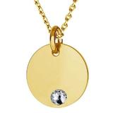 Colier Argint 925 placat cu Aur Galben cu lant argint aurit si charm pandantiv rotund banut cu cristal Swarovski alb, Colectia Gold + Cutie Cadou Personalizat Gratuit, GlassIdeas