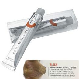 Vopsea crema permanenta compagnia del colore, nuanta biondo chiaro naturale caldo 8.03, 100 ml