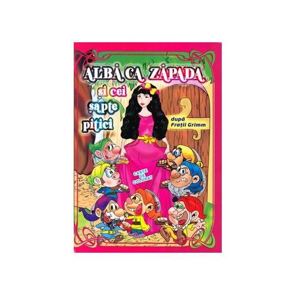 Alba ca Zapada si cei sapte pitici dupa Fratii Grimm - Carte de colorat 4.5, editura Elis