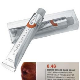 Vopsea crema permanenta compagnia del colore, nuanta biondo chiaro rame rosso 8.46, 100 ml