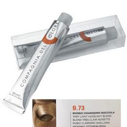 Vopsea crema permanenta compagnia del colore, nuanta biondo chiarissimo nocciola 9.73, 100 ml