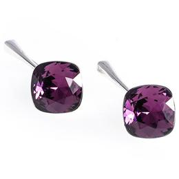 Cercei argint 925, cristal swarovski, romb/amwthyst - steluta stoianov
