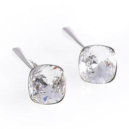 Cercei argint, cristal swarovski, saquar romb, alb, 12mm - stoianov steluta
