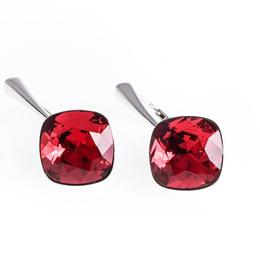 Cercei argint 925, cristal swarovski,saquare romb, rosu siam, 12mm - stoianov steluta