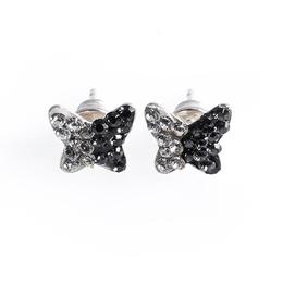 Cercei argint 925, swvarovski cristal, alb/ negru, fluture, 8mm - steluta stoianov