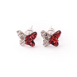 Cercei argint 925, fluture, cristale swarovski, alb/rosu,8m - steluta stoianov